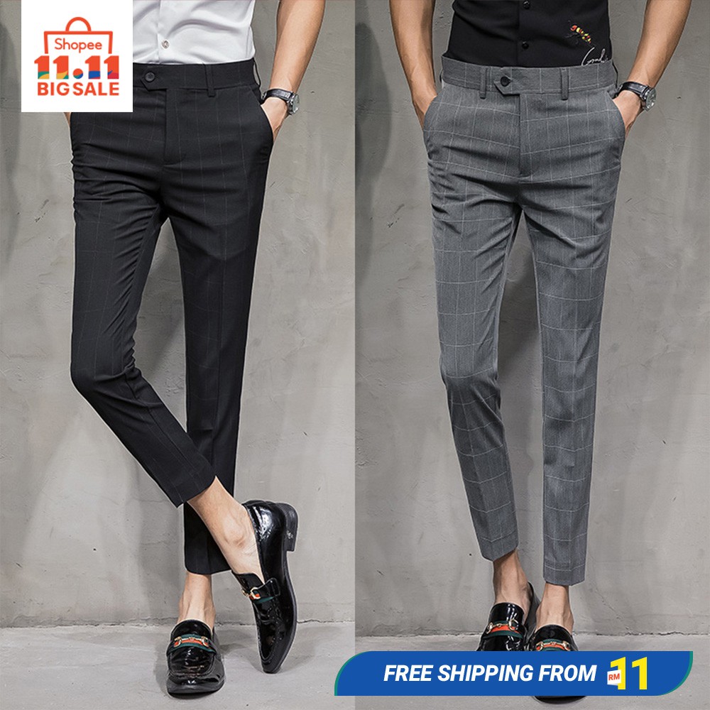 mens slim cropped trousers