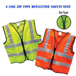 Unisex Man Women Safety Vest With Four Line Visible Reflective Line Yellow Orange (Zip Type) Waist Coat Zip