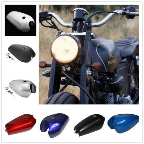 Motorcycle 9L 2.4 GAL Universal Fuel Gas Tank Fit Honda CG125 Cafe Racer 4 Colors 