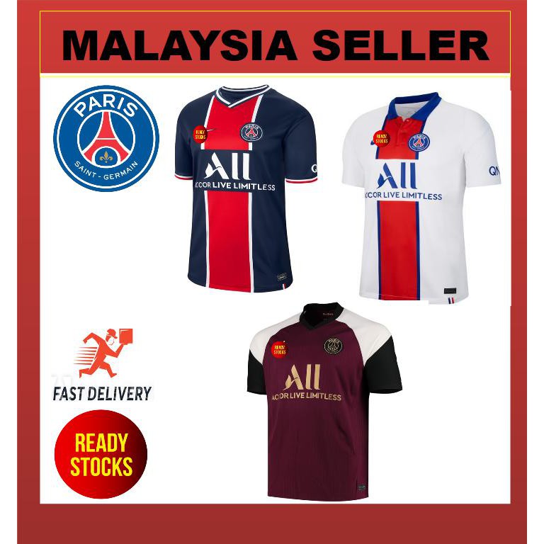 Malaysia Seller Ready Stock Psg Paris Jordan Home Away 3rd Kit Jersey For Men Season 2020 2021 Shopee Malaysia