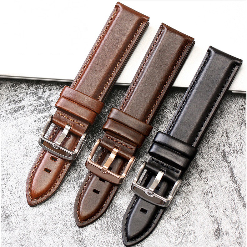 Genuine Leather Watch Strap for Men 19mm Vintage Watch Band Strap ...