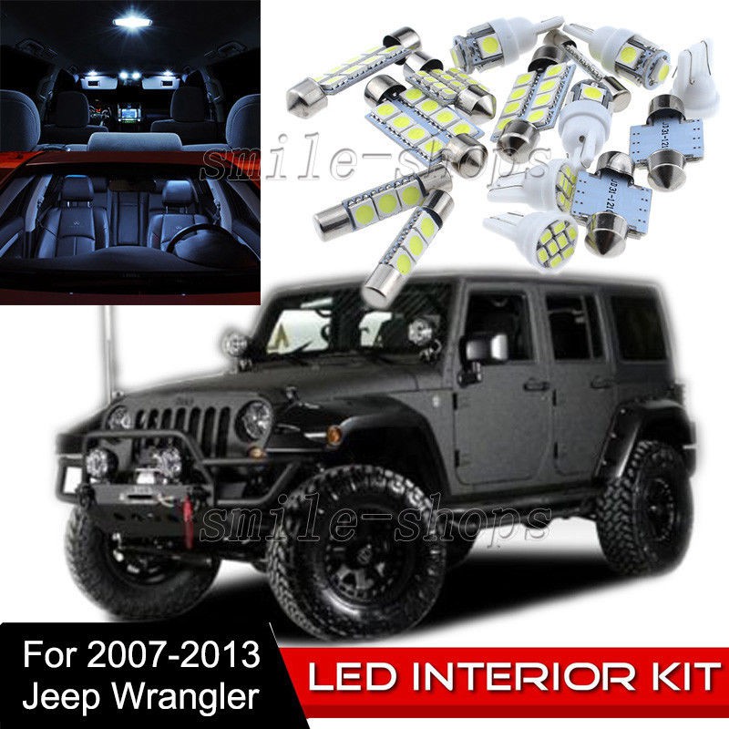 12pcs Interior Led Light Bulbs Package Kit For 2007 2013 Jeep Wrangler White