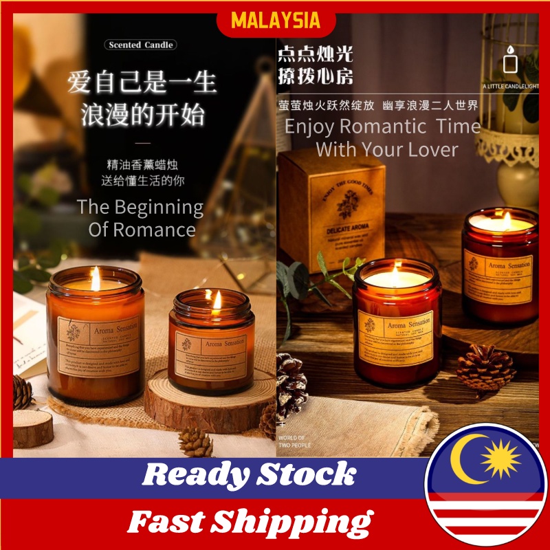 Scented Candle Handmade Candle Glass Fragrance Candle Aroma Candle Romantic Candle Romantic Light Lilin Wangi Muji 香薰蜡烛