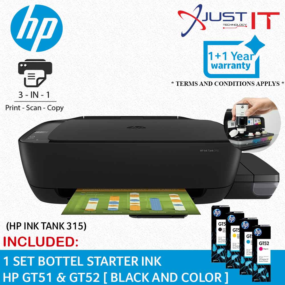 Hp Ink Tank 315 Printer Print Scan Copy Shopee Malaysia