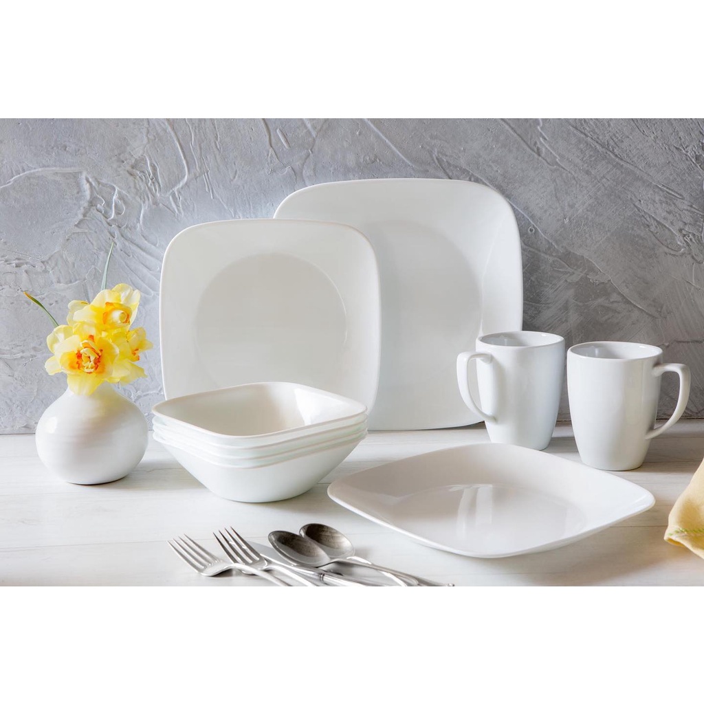 (Ready Stock!!) Corelle Winter Frost (Pure White) Square 16pc