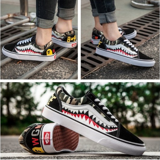 custom bape shark vans