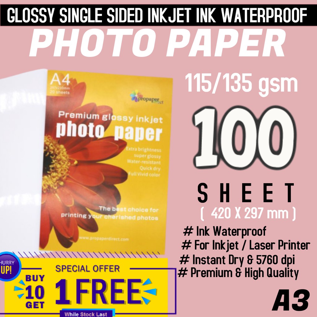 A3 Glossy Photo Paper Flyers Brochure Propaper Brand Shopee Malaysia