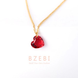 Image of BZEBI Gold Plated Crystal Heart Pendant Necklace with Box 132n-1