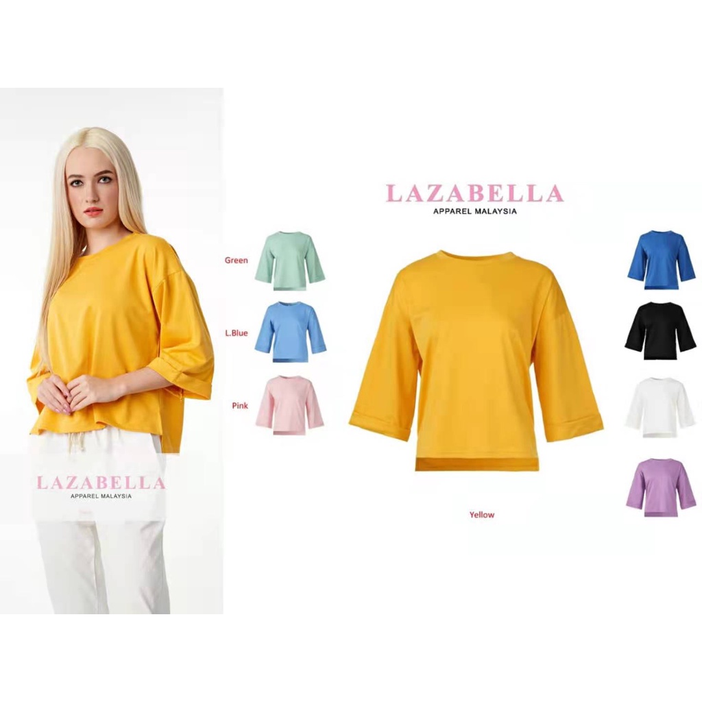 Lazabella Fashion Women Korean Style Plain 3/4 Sleeve Top-LZ9938