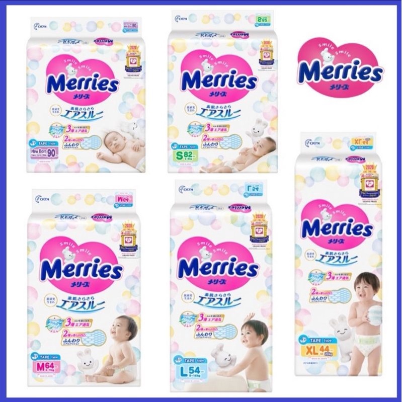 **Clearance** Merries Super Premium Tape Baby Diapers x 4 ( Per Carton