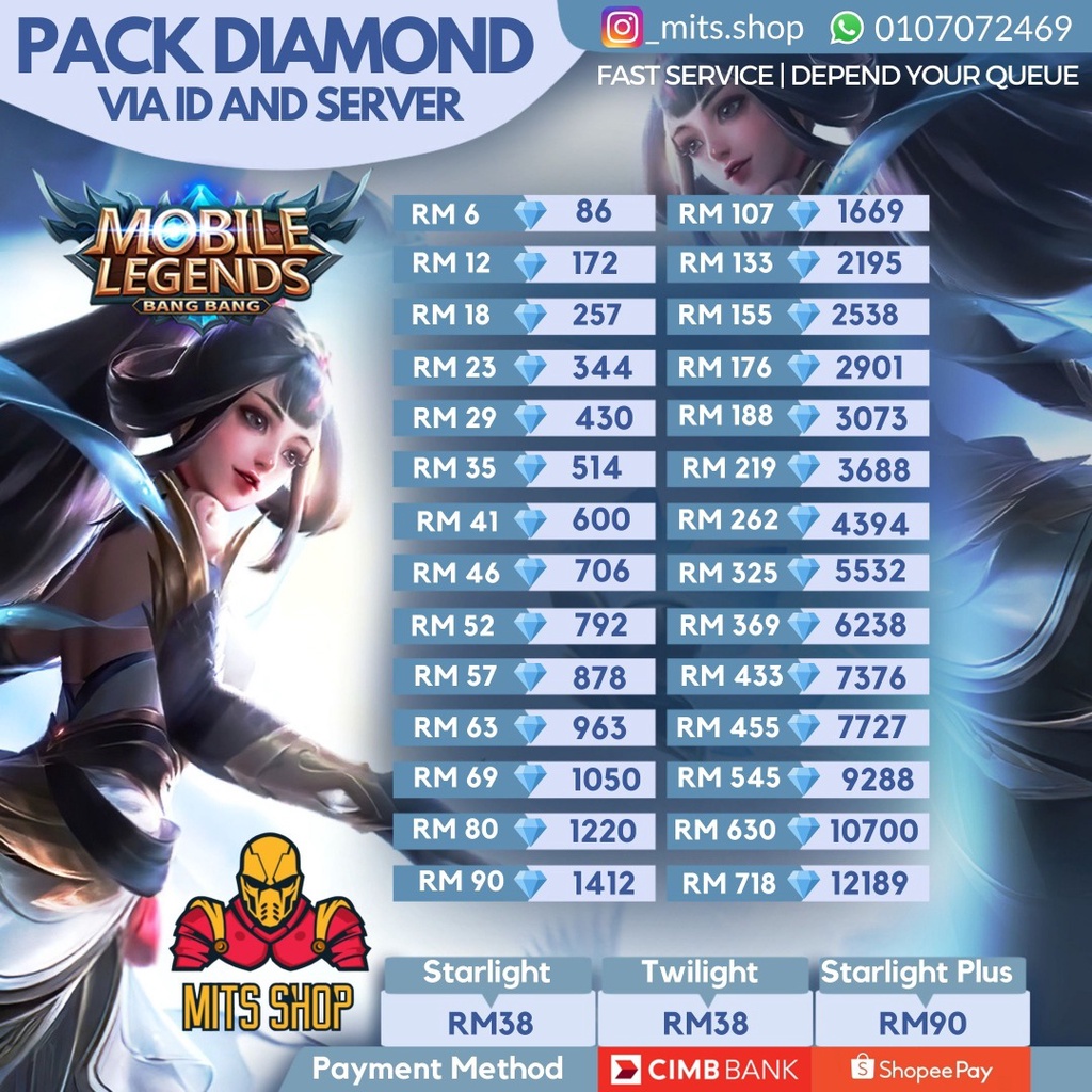 Buy Diamond Mobile Legends Murah 172dm 1050dm Seetracker Malaysia