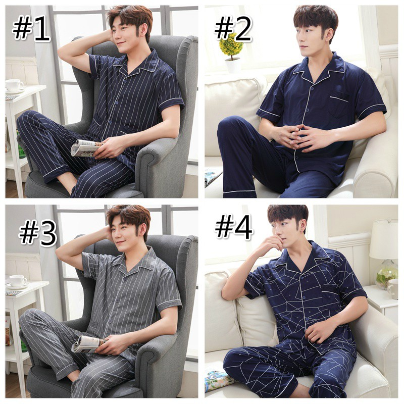 Men's Pyjamas Clothing Short Sleeve Man Pajamas Set Korean Sleepwear ...