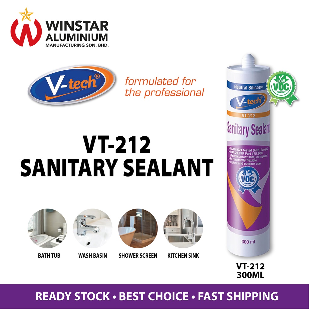 VT212 Sanitary Sealant 300ML (CLEAR/ WHITE) Shopee Malaysia