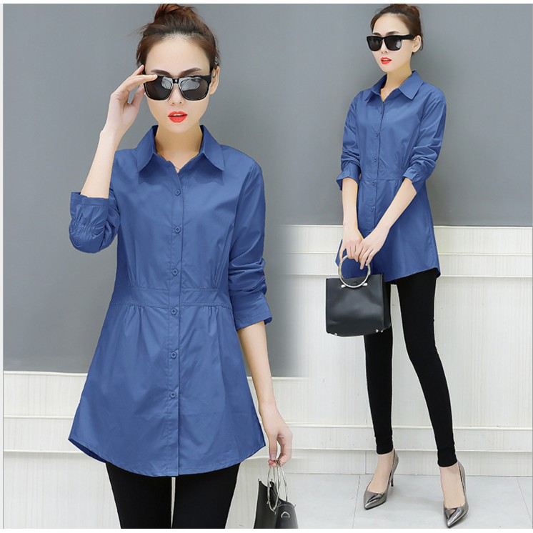 Korea women s blouse Fashion baju  kemeja  wanita  long 