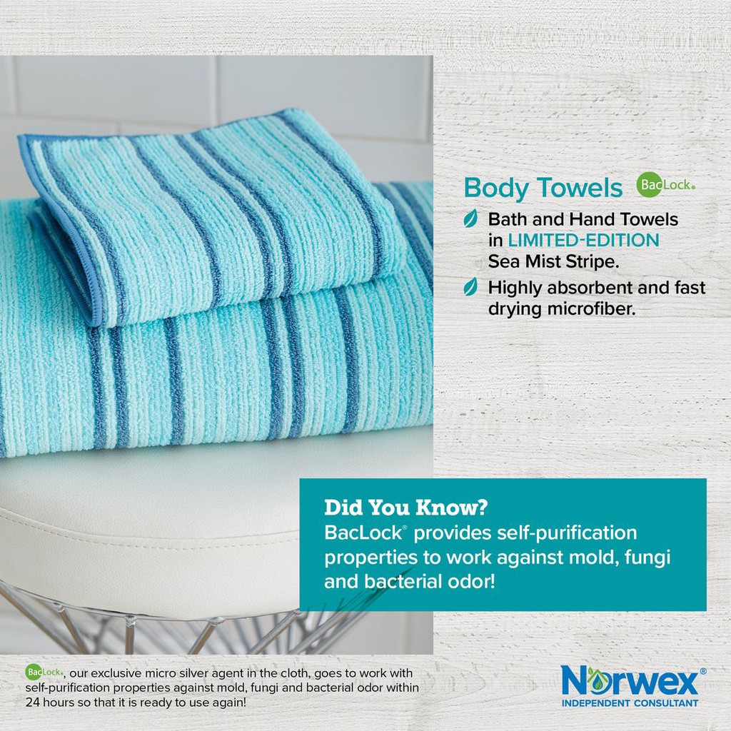 Norwex Lavender/Graphite Strips Hand Towel 
