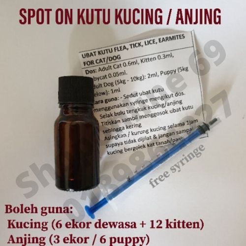 Ubat Kutu Kucing Anjing Spot On SEKALI TITIS KUTU KUCING 