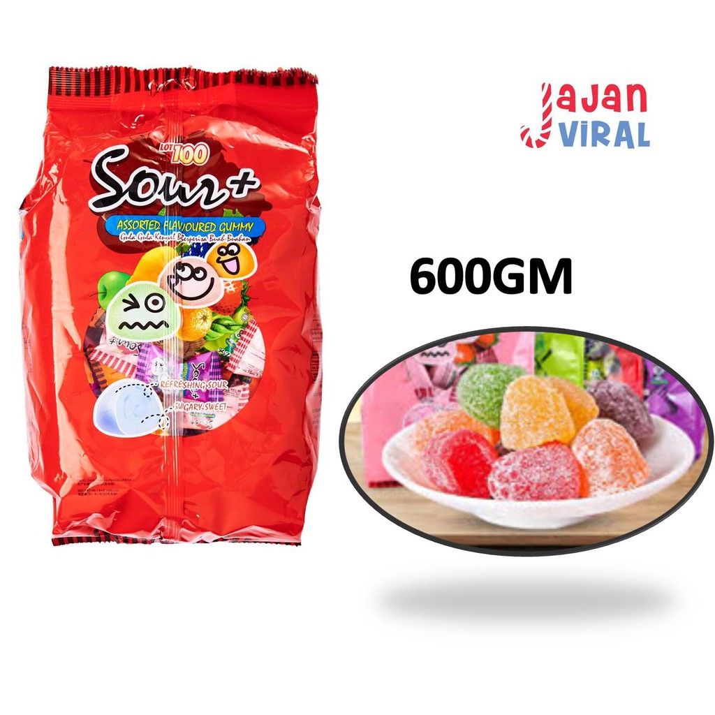 LOT 100 SOUR ASSORTED FLAVOURED GUMMY600GM Shopee Malaysia