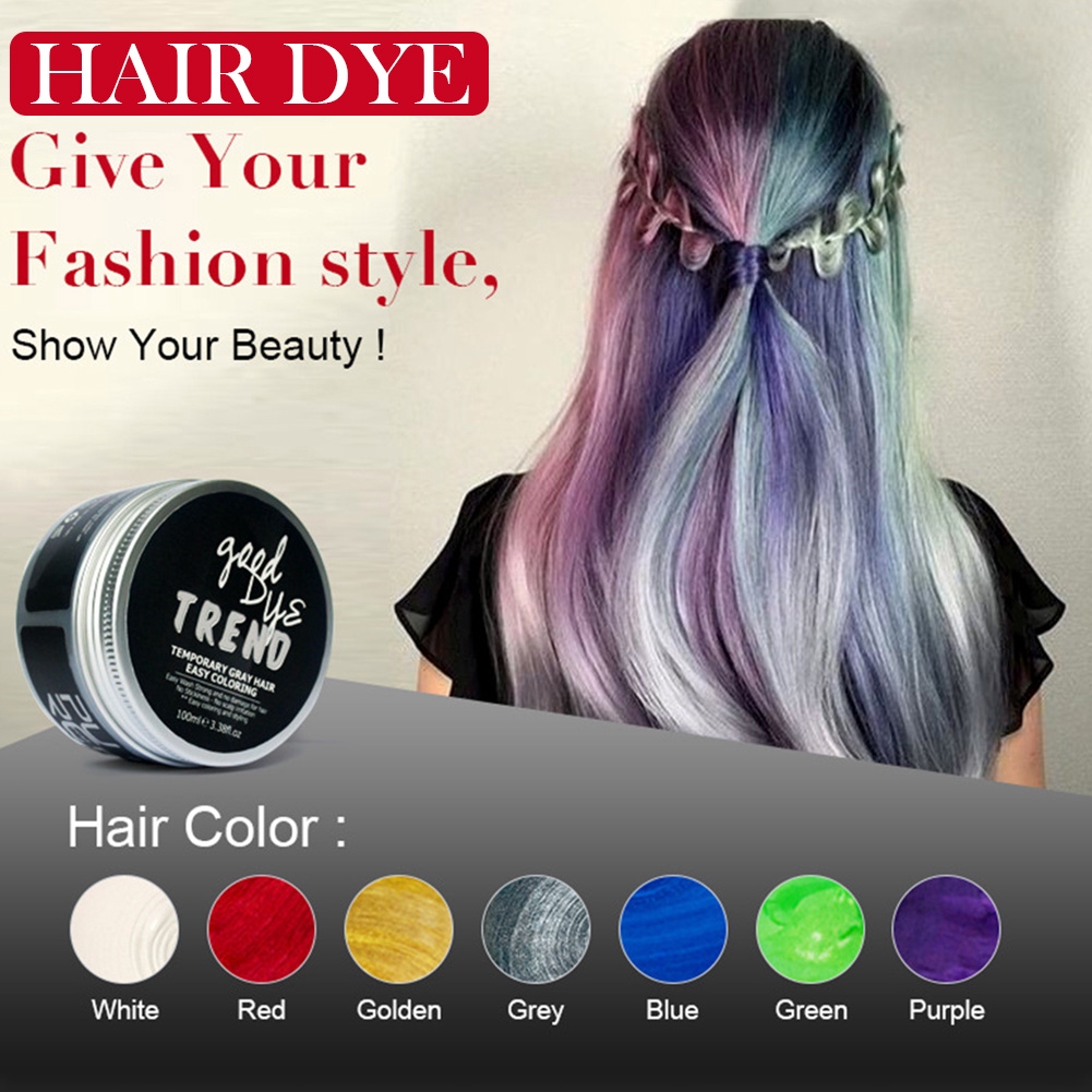 Hair Color Wax 100g 7 Colors Wash Out One Time Temporary Hair Dying Easy Apply Dye Cream Shopee Malaysia