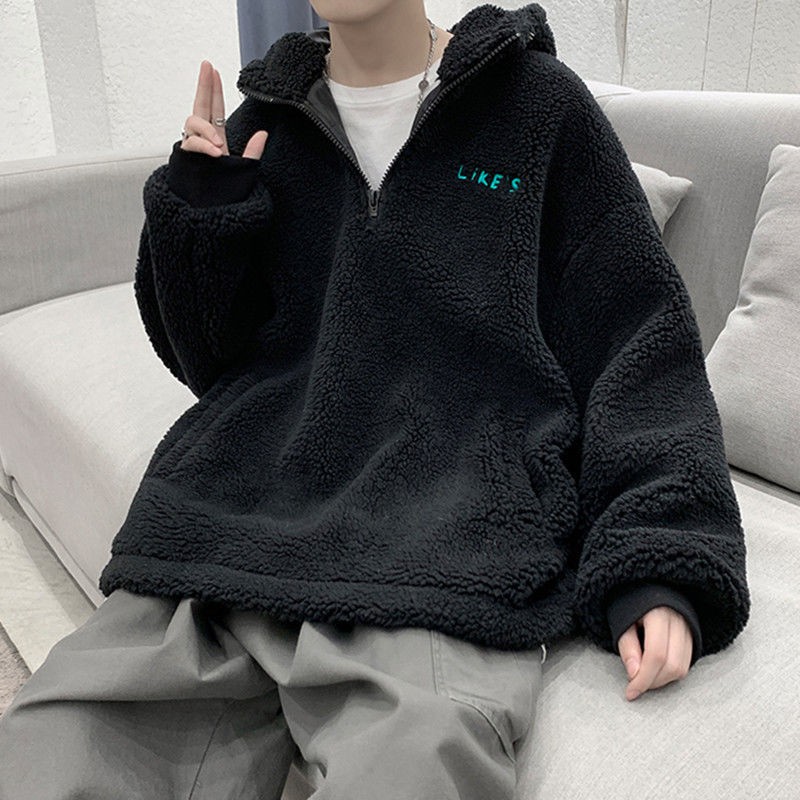 cashmere thickening sweater hooded male