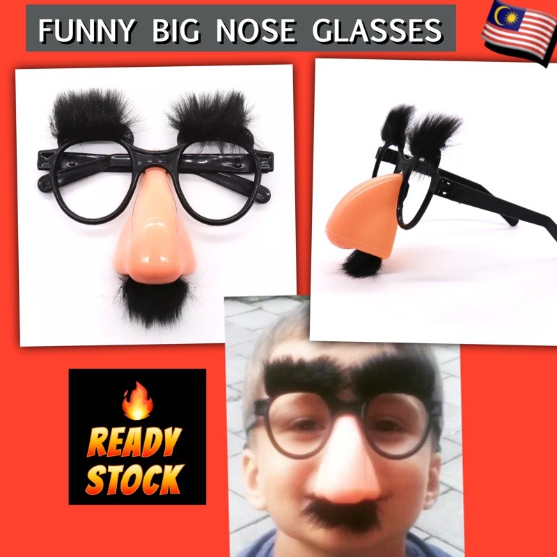Funny Big nose glasses. Nose Mustache Party Spectacles. Clown Costume  Specs. Adult Kids Party Glasses. | Shopee Malaysia