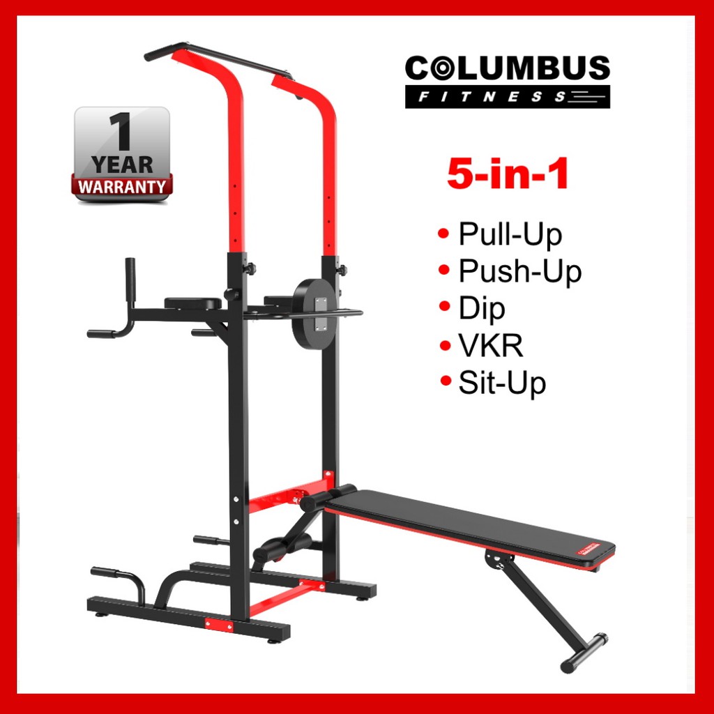 Power Tower with Dip Station Sit-up Bench Pull-up Bar Combo Exercise Ab 
