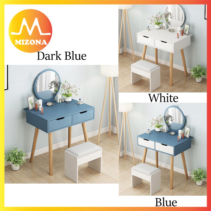 Mizona Modern Dressing Table Set With, Dressing Table With Round Mirror