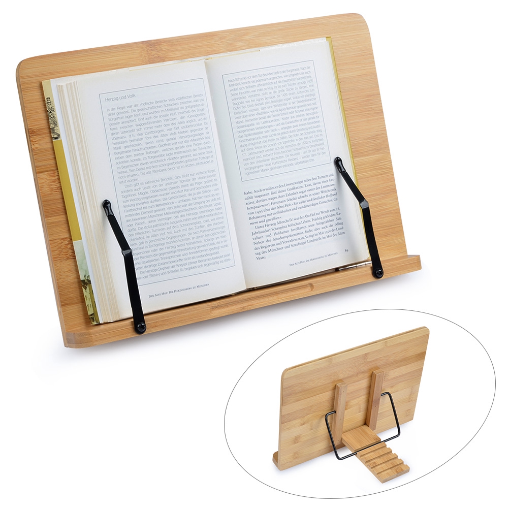 Cook Cookery Book Recipe Holder Reading Stand Rest Display Natural Wood Wooden