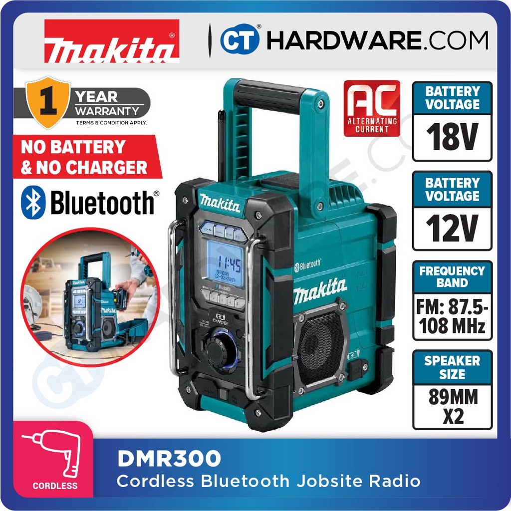 MAKITA DMR300 CORDLESS JOB SITE CHARGER RADIO 18V | 12Vmax | AC | BLUETOOTH  WITHOUT BATTERY & CHARGER | Shopee Malaysia