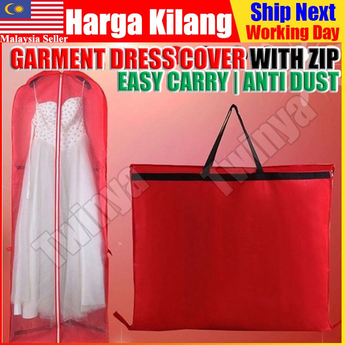 UK Garment Dress Cover Long Bridal Wedding Dresses Gown Zip Dust Clothes Storage Bag Baju Kurung Dustproof Waterproof