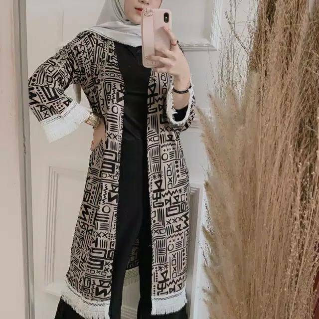 BKK OUTER  FRINGE BOHEMIAN CARDIGAN  OUTER  ETNIC MOTIF 