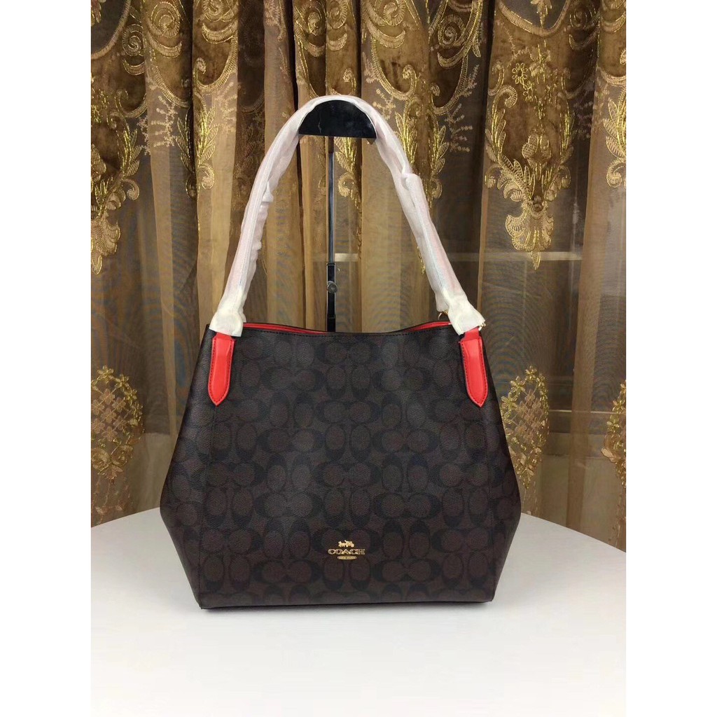 Coach F80298 Hallie Shoulder Bag Signature Canvas Women Shopping Handle  Handbag | Shopee Malaysia