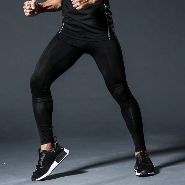 Men's SportswearBlack Compression Tight Long Pant 3/4 Pants Spandex OS1