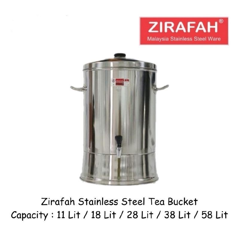 Zirafah Stainless Steel Tea Bucket Water Dispenser Cooler Tong Bekas Air (11L 20cm/18L 24cm/28L 30cm/38L 35cm/58L 40cm)