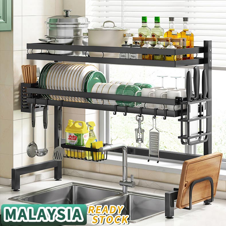Rak Pinggan Sinki Stainless Steel Dish Rack Rak Dapur Rak Sink Rack