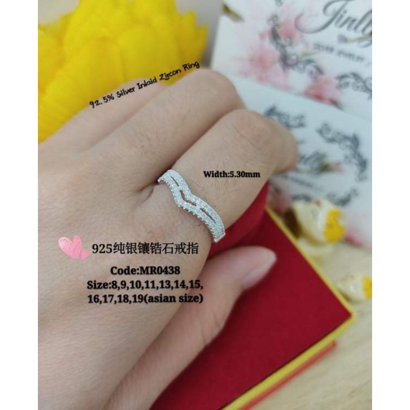 925Silver stone ring#925纯银镶石女装戒指#cincin batu perak untuk perempuan(MR0438)