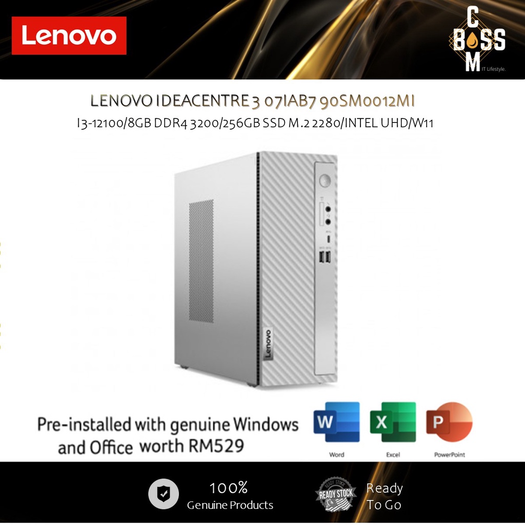 *ORIGINAL* LENOVO IDEACENTRE 3 07IAB7 90SM0012MI I3-12100/8GB DDR4 3200/256GB SSD M.2 2280/INTEL UHD/W11