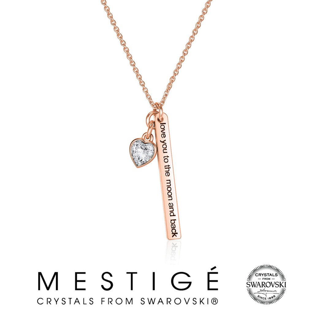 Mestige Rose Gold Love To The Moon Necklace With Swarovski Crystals Shopee Malaysia