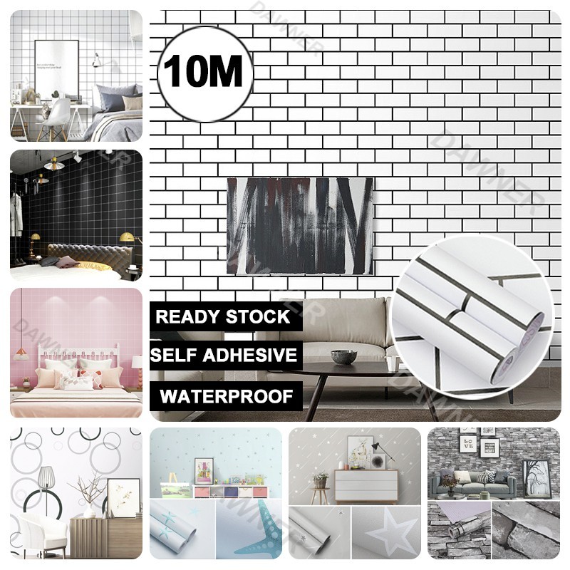 10 Meter Wallpaper Ready Stock Waterproof Self Adhesive 10 Meter Wallpaper Ready Stock Waterproof Self Adhesive