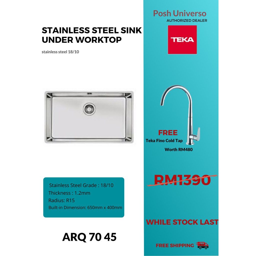 Teka Arq 70 45 304 Stainless Steel Under Mounted Kitchen Sink Shopee Malaysia