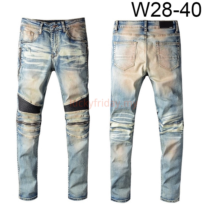 New Amiri Zipper Jeans Low Waist Young Motorcycle Men Jean Pants Beggars Pants Slim Ripped Tight Pencil Jeans Denim Trousers Street Jeans Shopee Malaysia