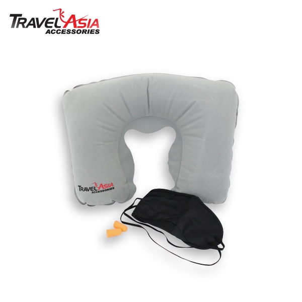 Mobile Kiosk Travel Sleeping Kit by Travel Asia | Inflatable Neck Pillow Eye Mask Cover Earplugs Portable Kit