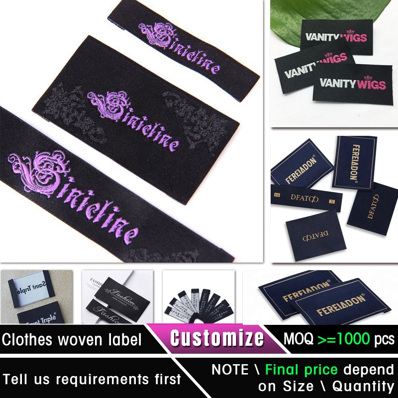woven label custom clothing tag collar stand clothes trademark cotton tape fabric label silk label