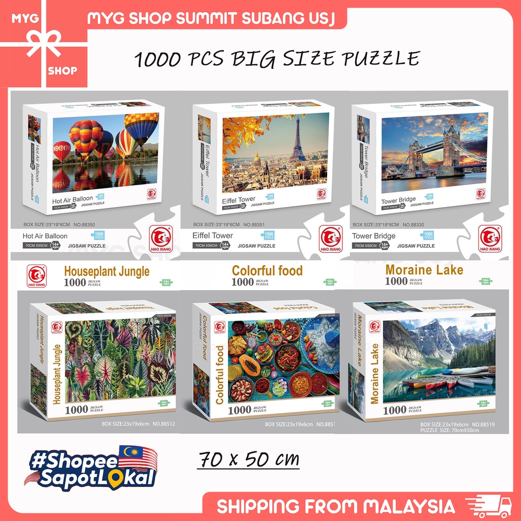 1000 Pcs Jigsaw Puzzle Adults Dewasa Mainan Teka Teki 70cm x 50cm insane level Challenging Art Landscape Animal Gift