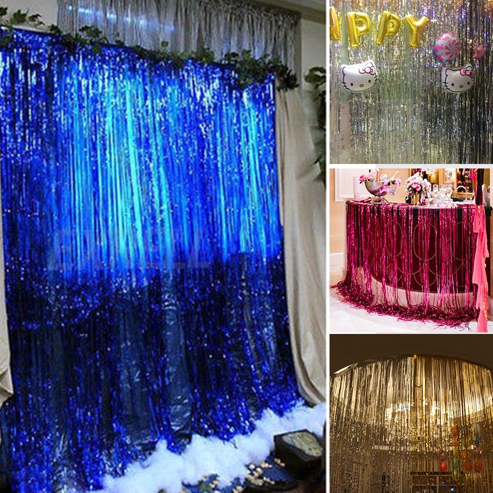 Metallic Gold Foil Fringe Doors Rooms Curtains Wedding Birthday