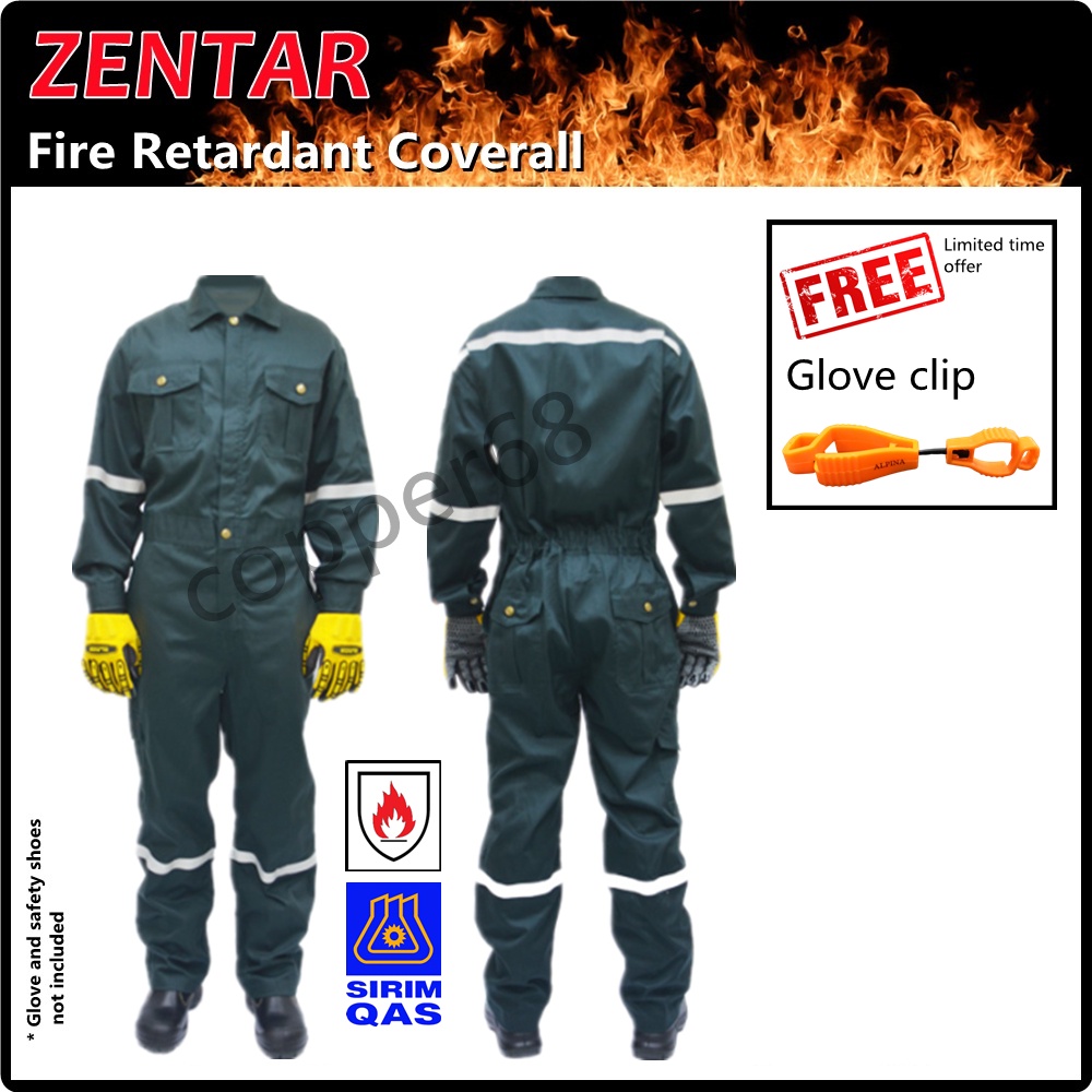 ZENTAR SIRIM DOSH Approved Dark Green Fire Retardant Coverall | FRC Clothing Overall | Flame Resistant Workwear