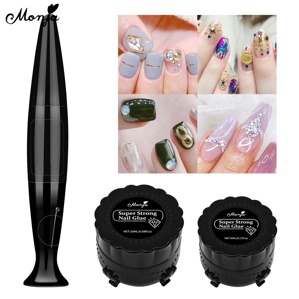 Monja 5/8/20ml Nail Art Adhesive Gel for Rhinestones Decoration Jewelry Glue  No Wipe Top Coat Acrylic Gel DIY Manicure Tool | Shopee Malaysia