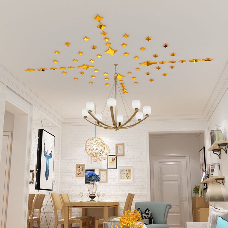 Ceiling Stars Mirror Acrylic 3 D Wall Stick Sticky Bedroom From The Sitting Room Children Is Decorated Ideas