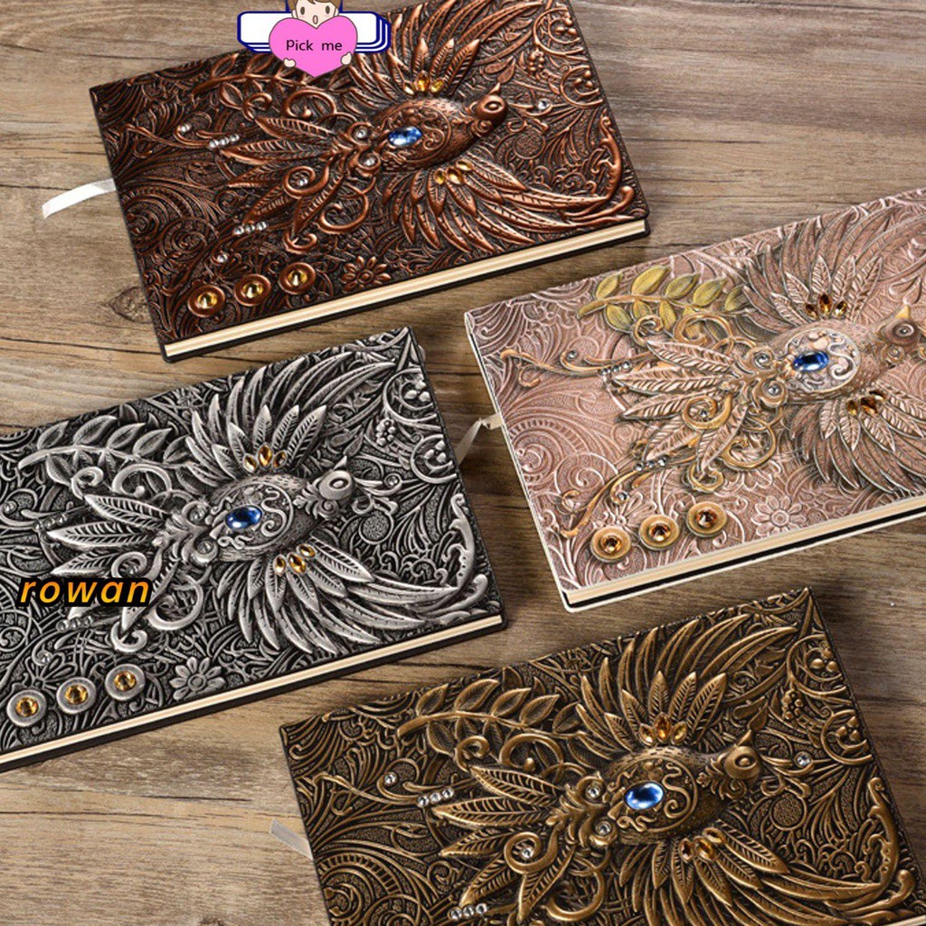 ROW Culture and Education Embossed Book Planner Bronze Notebook Gold Office Notepad Phoenix School Supplies Retro/Multicolor