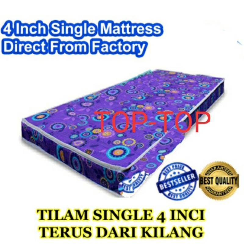 Single Size 4 Inch Mattress direct from Factory / TILAM BORONG terus dari kilang / Lembut dan Selesa/ Soft Comfortable