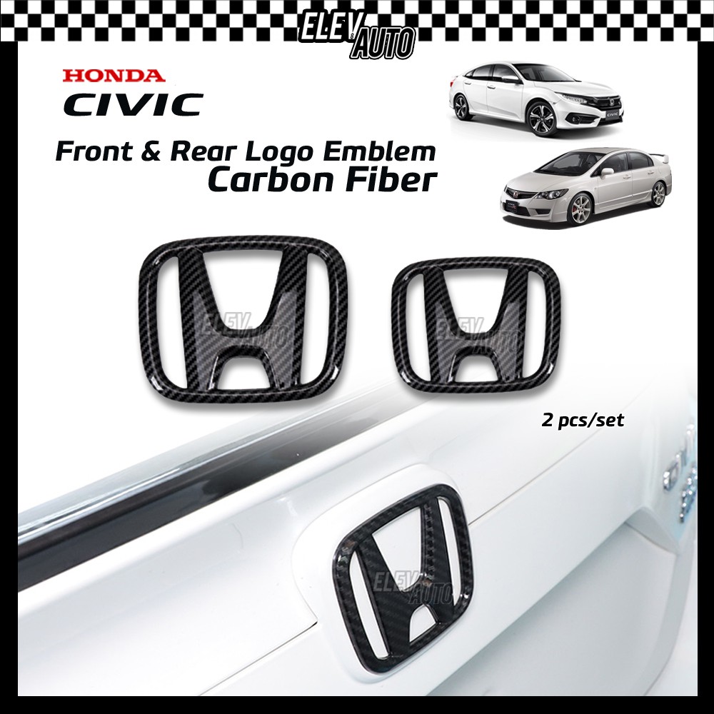 CARBON HONDA 3D Logo Emblem Front & Rear Honda Civic FC FD 2006-2011 2016-2021